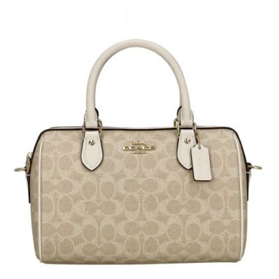 COACH 正規品 キャンバス レザー ハンドバッグ　ホワイト COACH コーチ ホワイト レザー ハンドバッグ ショルダーバッグ