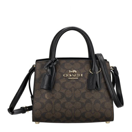 コーチ アウトレット ハンドバッグ レディース アンドレア キャリーオール バッグ・シグネチャー キャンバス ブラウン COACH OUTLET CV974 IMXAQ ウォルナット/ブラック