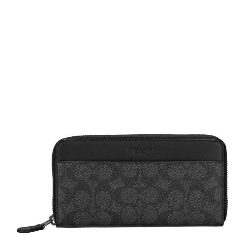 コーチ アウトレット 長財布 メンズ アコーディオン ウォレット・シグネチャー キャンバス ブラック COACH OUTLET CY405 QBMI5 チャコー/ブラック