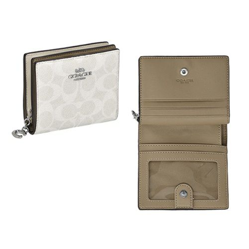 コーチ アウトレット 二つ折り財布 レディース スナップ ウォレット・シグネチャー キャンバス ホワイト COACH OUTLET CW789 SVXU5