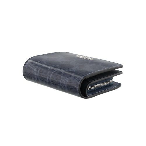 コーチ アウトレット 二つ折り財布 レディース スナップ ウォレット・シグネチャー キャンバス ネイビー COACH OUTLET CAP13 SV/D9 ダークデニム