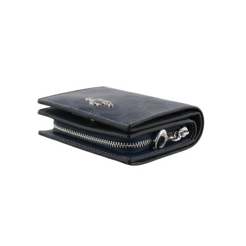 コーチ アウトレット 二つ折り財布 レディース スナップ ウォレット・シグネチャー キャンバス ネイビー COACH OUTLET CAP13 SV/D9 ダークデニム