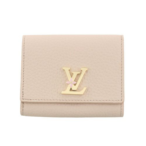 ルイヴィトン 二つ折り財布 トリヨン ポルトフォイユ・カプシーヌ タイニー ベージュ LOUIS VUITTON M14667 サンド