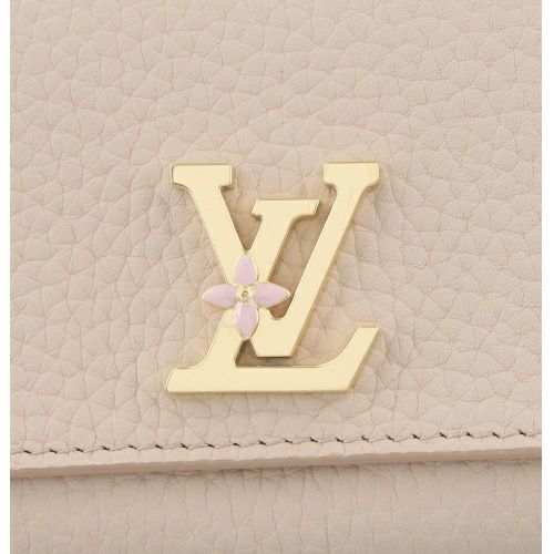 ルイヴィトン 二つ折り財布 トリヨン ポルトフォイユ・カプシーヌ タイニー ベージュ LOUIS VUITTON M14667 サンド