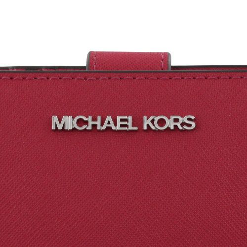 マイケルコース 二つ折り財布 レディース JET SET TRAVEL ビルフォールド コンチネンタル ウォレット ミディアム レッド MICHAEL KORS 35R4STVF6L DK RASPBERRY