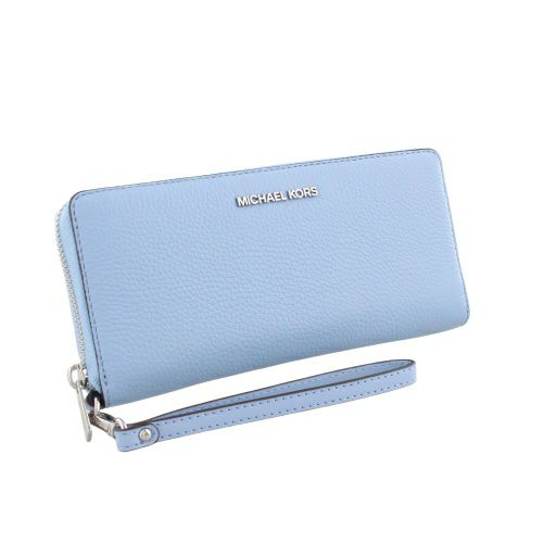 マイケルコース 長財布 レディース ジェット セット トラベル レザー ラージ トラベル コンチネンタル ラウンド ジップ ブルー MICHAEL KORS 35F7STVE7L LIGHT SKY