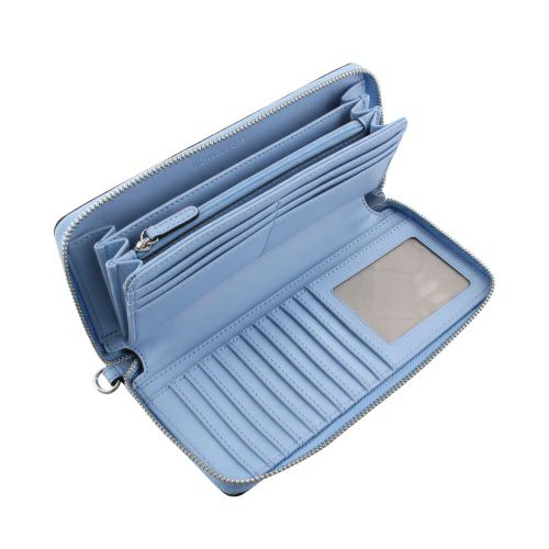 マイケルコース 長財布 レディース ジェット セット トラベル レザー ラージ トラベル コンチネンタル ラウンド ジップ ブルー MICHAEL KORS 35F7STVE7L LIGHT SKY