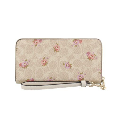コーチ アウトレット 長財布 レディース シグネチャー フローラル プリント ロング ウォレット ベージュ COACH OUTLET CAR06 IMSAS