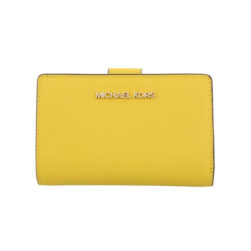 マイケルコース 二つ折り財布 レディース ジェット セット トラベル レザー ビルフォールド ジップ コインウォレット イエロー MICHAEL KORS 35F7GTVF2L HONEY