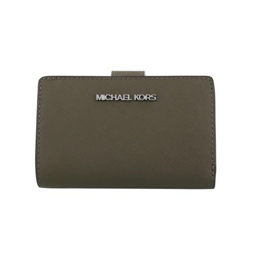 マイケルコース 二つ折り財布 レディース ジェット セット トラベル レザー ビルフォールド ジップ コインウォレット カーキグリーン MICHAEL KORS 35R4STVF6L OLIVE