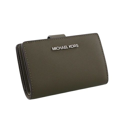 マイケルコース 二つ折り財布 レディース ジェット セット トラベル レザー ビルフォールド ジップ コインウォレット カーキグリーン MICHAEL KORS 35R4STVF6L OLIVE