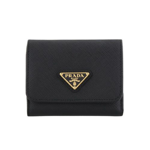 プラダ 三つ折り財布 レディース SAFFIANO TRIANGOLO ブラック PRADA 1MH043 QHH F0002 NERO