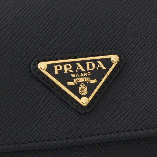 プラダ 三つ折り財布 レディース SAFFIANO TRIANGOLO ブラック PRADA 1MH043 QHH F0002 NERO