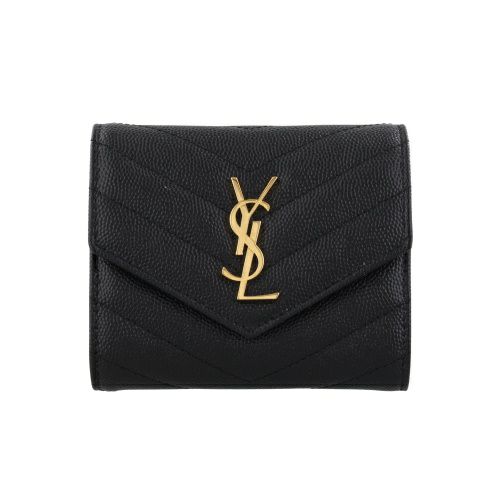 サンローラン 三つ折り財布 レディース ブラック SAINT LAURENT PARIS 692061 BOW01 1000 NERO