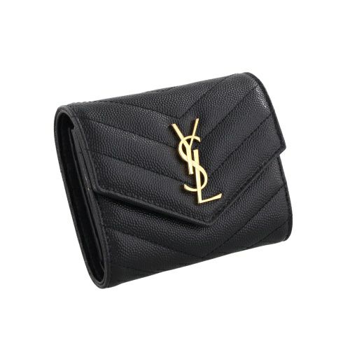 サンローラン 三つ折り財布 レディース ブラック SAINT LAURENT PARIS 692061 BOW01 1000 NERO
