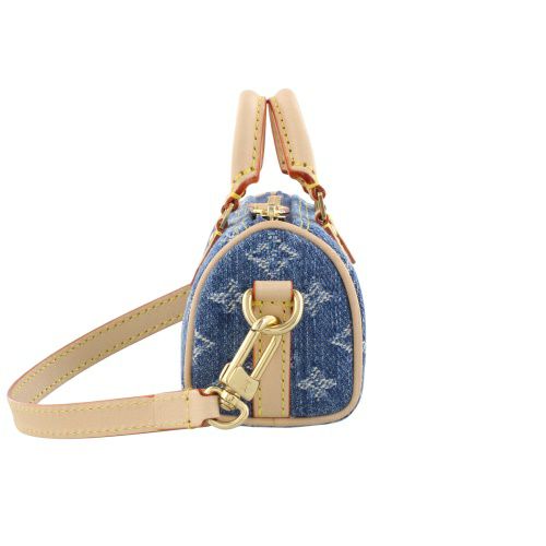 ルイヴィトン キーリング LVxTM バッグチャーム・マイクロ スピーディ デニム・チェリー ブルー LOUIS VUITTON M02535 デニムブルー