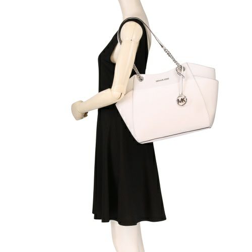 マイケルコース トートバッグ レディース ジェット セット トラベル レザー ラージ チェーン ショルダー トート ホワイト MICHAEL KORS 35T5STVT3L OPTIC WHITE