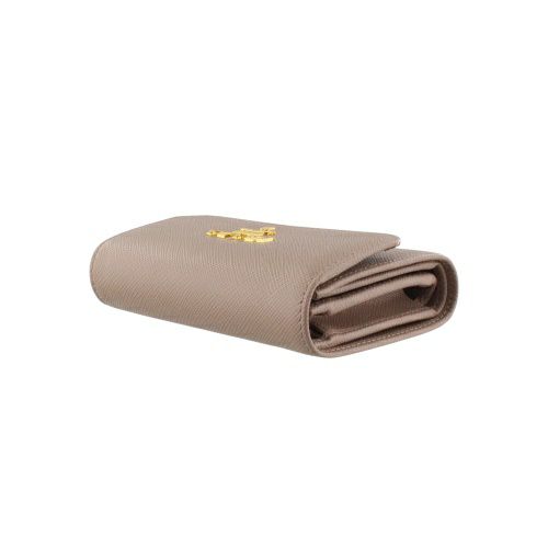 プラダ 三つ折り財布 レディース SAFFIANO METAL ORO ベージュ PRADA 1MH025 QWA F0236 CIPRIA
