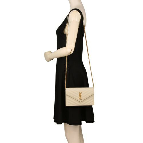 サンローラン チェーンウォレット レディース ホワイト SAINT LAURENT 742920 BOW01 9207 CREMA SOFT