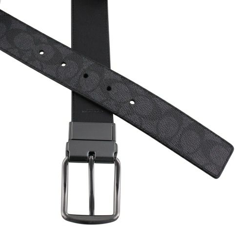 コーチ アウトレット ベルト メンズ ハーネス バックル カット トゥ サイズ リバーシブル ベルト・38MM ブラック COACH OUTLET CY982 QBMI5