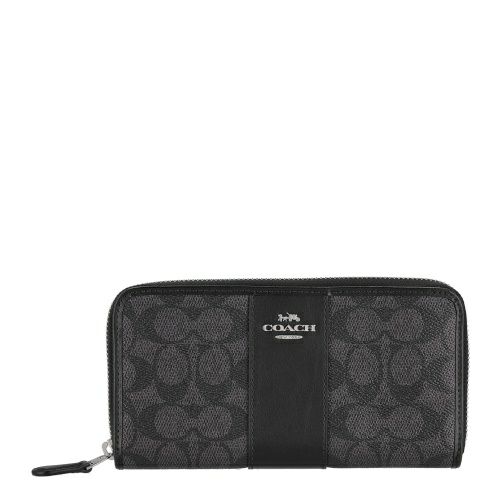 コーチ アウトレット 長財布 レディース シグネチャー ブラック COACH OUTLET CCQ07 SVO1U チャコール/ブラック