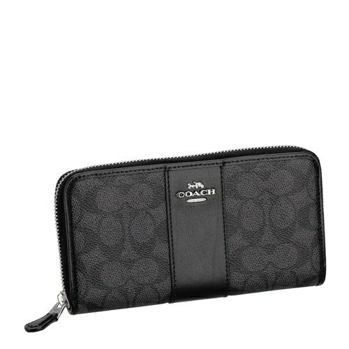 コーチ アウトレット 長財布 レディース シグネチャー ブラック COACH OUTLET CCQ07 SVO1U チャコール/ブラック