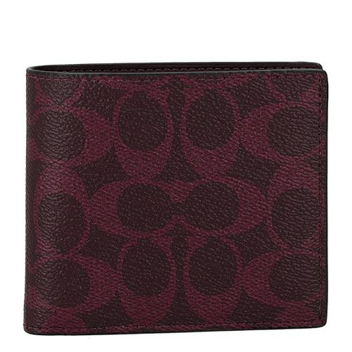 コーチ アウトレット 二つ折り財布 メンズ コイン ウォレット・シグネチャー キャンバス パープル COACH OUTLET CY406 YED