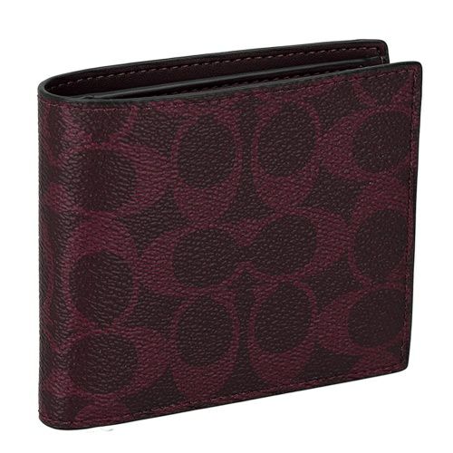 コーチ アウトレット 二つ折り財布 メンズ コイン ウォレット・シグネチャー キャンバス パープル COACH OUTLET CY406 YED