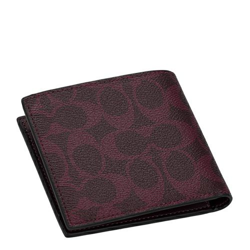 コーチ アウトレット 二つ折り財布 メンズ コイン ウォレット・シグネチャー キャンバス パープル COACH OUTLET CY406 YED