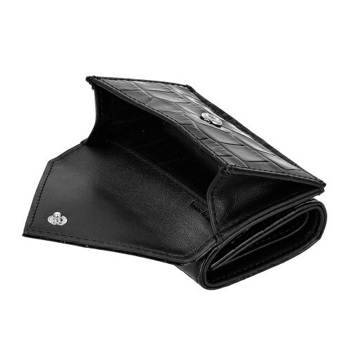 Vivienne Westwood ブラックケース 財布 光沢 牛革 ヴィヴィアンウエストウッド 三つ折り財布 レディース EMBOSS CROC