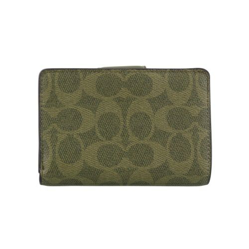 コーチ 二つ折り財布 レディース ミディアム コーナー ジップ ウォレット・シグネチャー キャンバス グリーン COACH OUTLET CW786 IMOLV オリーブ