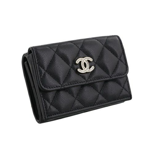 シャネル 三つ折り財布 レディース ブラック CHANEL AP4815 B21476 94305