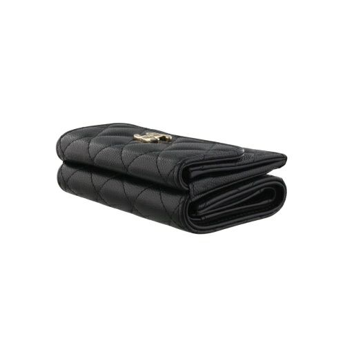 シャネル 三つ折り財布 レディース ブラック CHANEL AP4815 B21476 94305