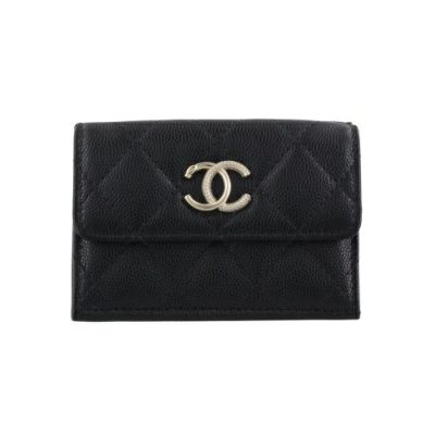 シャネル 三つ折り財布 レディース ブラック CHANEL AP4901 B22098
