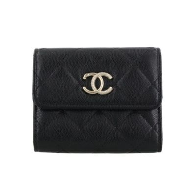 シャネル 三つ折り財布 レディース ブラック CHANEL AP4902 B22098
