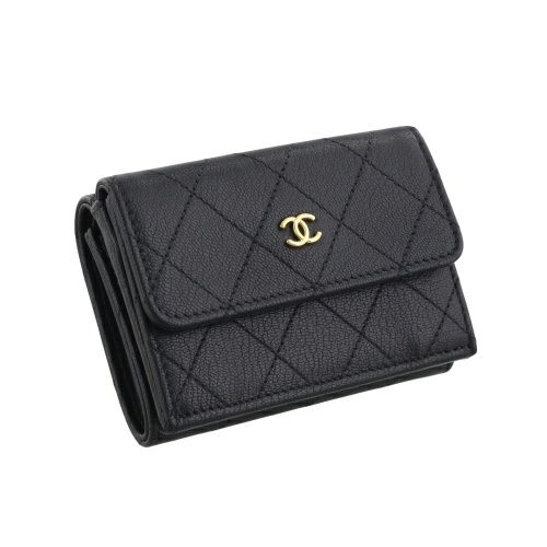 シャネル 三つ折り財布 レディース ブラック CHANEL AP4951 B22099 94305