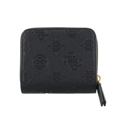 ゲス 二つ折り財布 レディース IZZY peony debossed / MINI ZIP AROUND ブラック GUESS PD920941 BLACK