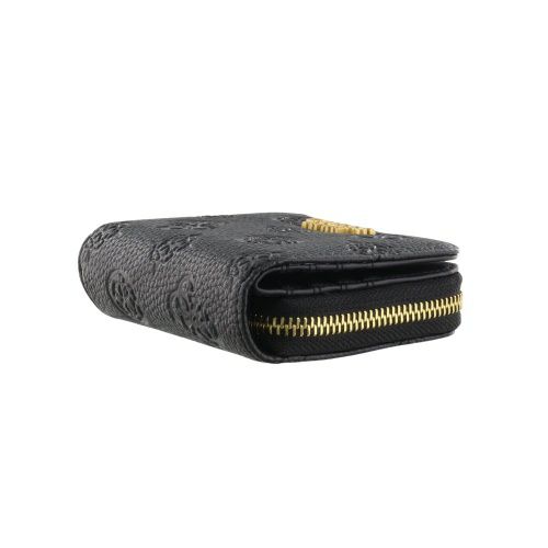 ゲス 二つ折り財布 レディース IZZY peony debossed / MINI ZIP AROUND ブラック GUESS PD920941 BLACK