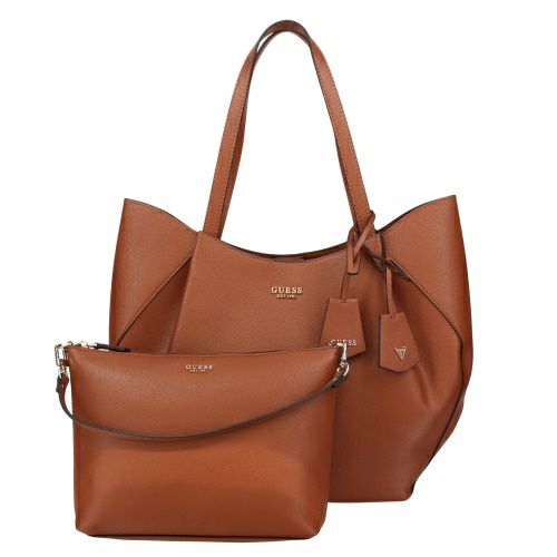 ゲス トートバッグ レディース AMORETTE 2 IN 1 TOTE ブラウン GUESS