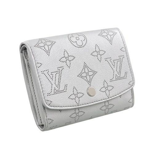 ルイヴィトン 二つ折り財布 マヒナ ポルトフォイユ・イリス コンパクト シルバー LOUIS VUITTON M26706