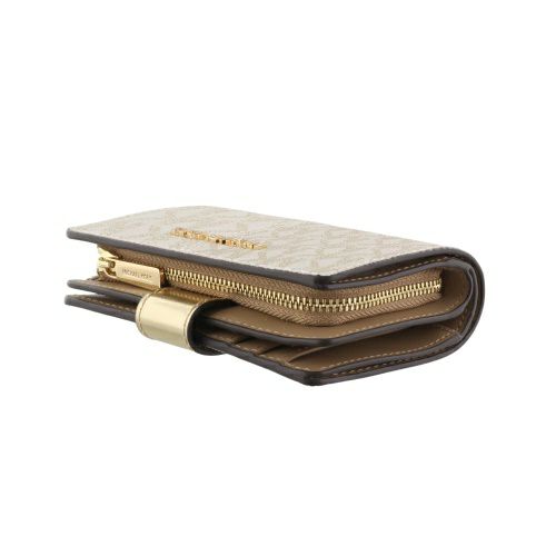 マイケルコース 二つ折り財布 レディース ジェット セット トラベル ツートン シグネチャー ミディアム ジップ コーナー ホワイト MICHAEL KORS 35F4GTVF6M PALE GOLD