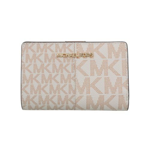 マイケルコース 二つ折り財布 レディース ジェット セット トラベル ツートン シグネチャー ミディアム ジップ コーナー ピンク MICHAEL KORS 35F4GTVF6M ROSE GOLD
