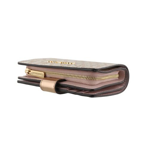 マイケルコース 二つ折り財布 レディース ジェット セット トラベル ツートン シグネチャー ミディアム ジップ コーナー ピンク MICHAEL KORS 35F4GTVF6M ROSE GOLD