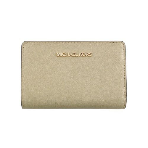 マイケルコース 二つ折り財布 レディース ジェットセット ミディアム メタリック サフィアーノ ゴールド MICHAEL KORS 35F4GTVF8M PALE GOLD