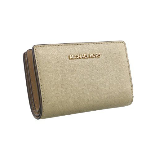 マイケルコース 二つ折り財布 レディース ジェットセット ミディアム メタリック サフィアーノ ゴールド MICHAEL KORS 35F4GTVF8M PALE GOLD