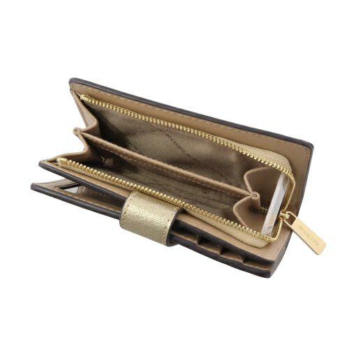 マイケルコース 二つ折り財布 レディース ジェットセット ミディアム メタリック サフィアーノ ゴールド MICHAEL KORS 35F4GTVF8M PALE GOLD