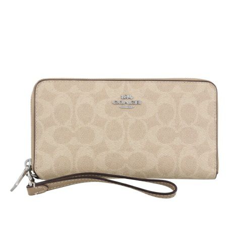 コーチ アウトレット 長財布 レディース ロング ジップ アラウンド ウォレット・デタッチャブル カード ケース・シグネチャー キャンバス ベージュ COACH CBZ99