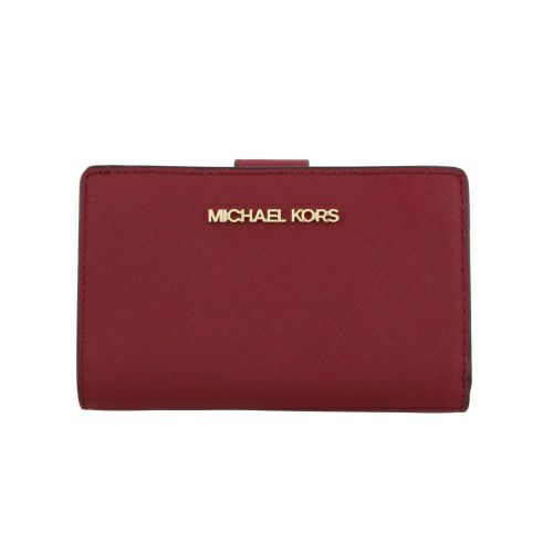 マイケルコース 二つ折り財布 レディース JET SET TRAVEL MD BIFLD ZP CN WLLET LEATHER ジェット セット トラベル ミディアム ビルフォールド ジップ コーナー ウォレット レザー MICHAEL KORS 35F7GTVF2L CHERRY
